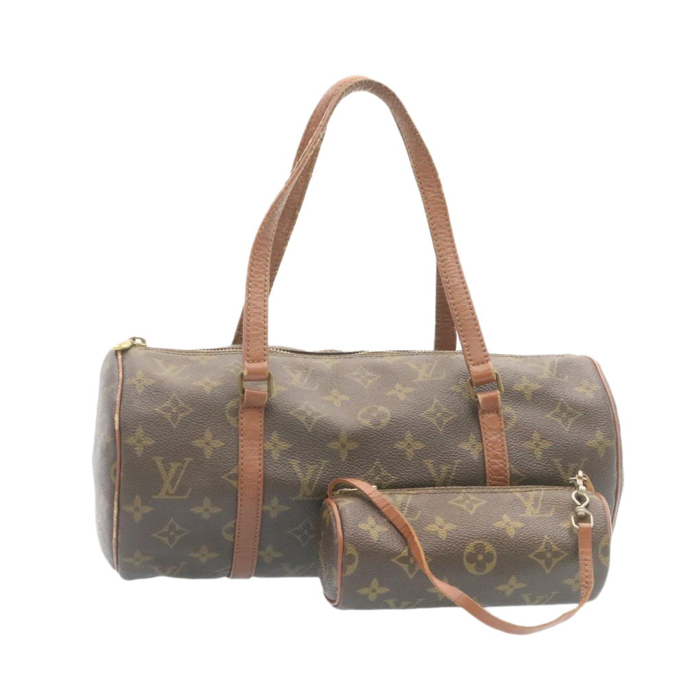 Louis Vuitton Brown Monogram Papillon Satchel with Tan Leather